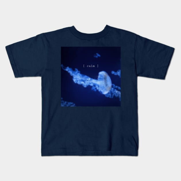 calm Aquatic Blue Water Jellyfish Kids T-Shirt by theartzone